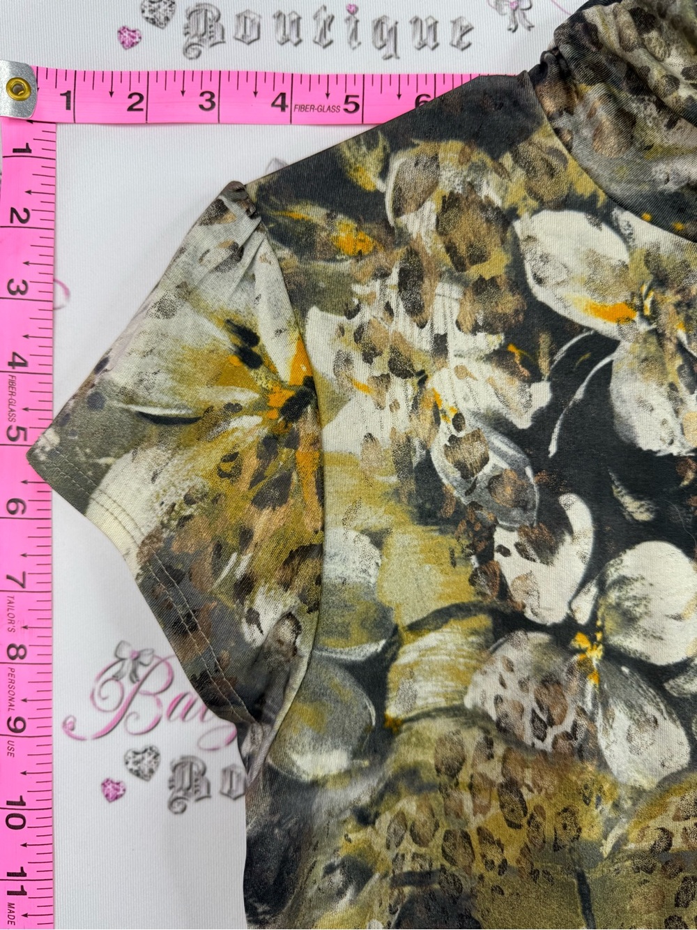 Melanie Lynn T-shirt Animal-Print Short Sleeve Cowl Neck Top - Olive & Black - Picture 4 of 9